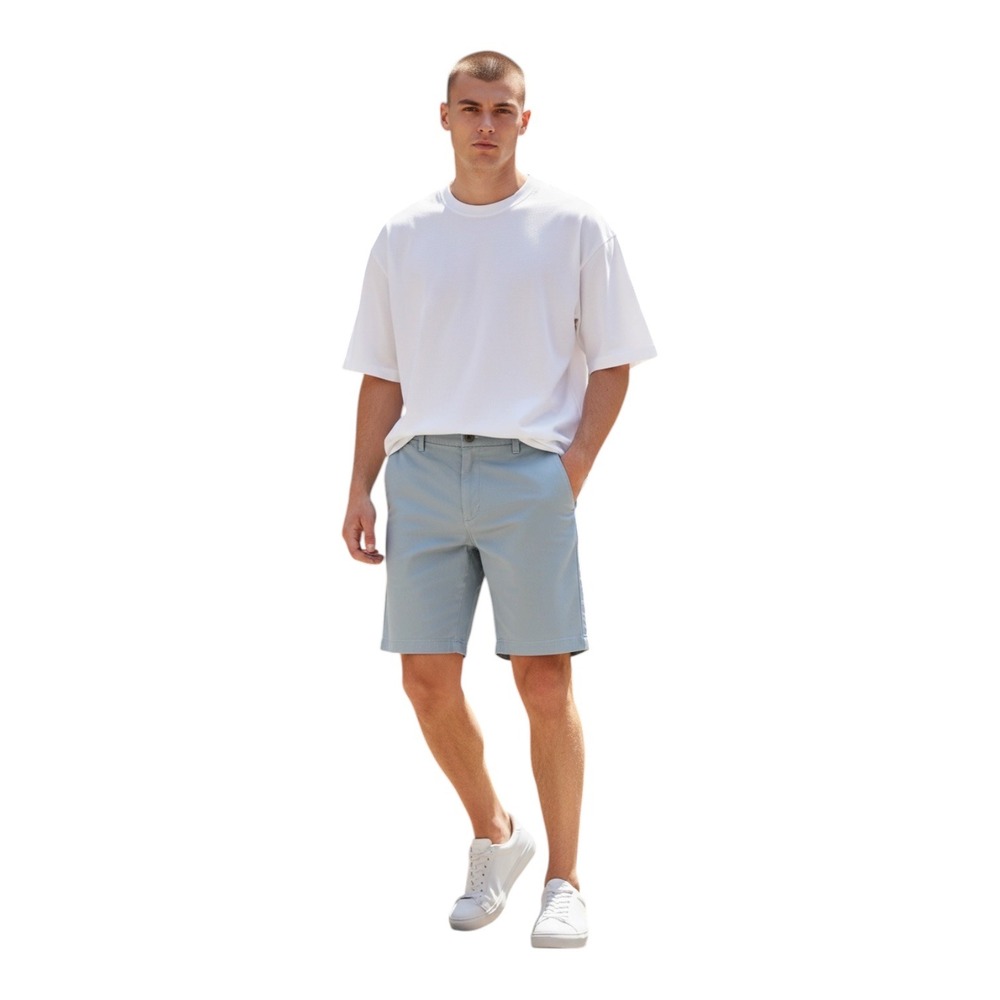 Lululemon‎ Commission Shorts Mens 32 Light Blue Grey Cotton Blend Stretch Chino